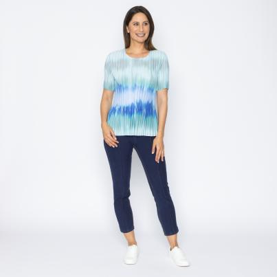 Jeannie Damen-Plissee-Shirt Farbverlauf