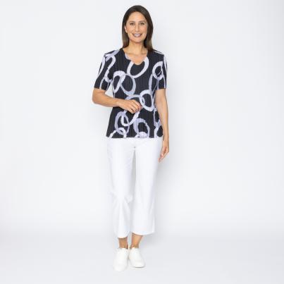 Jeannie Damen-Plissee-Shirt Ringe