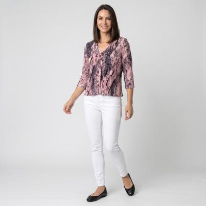 Jeannie Damen-Plissee-Blusenjacke multicolor