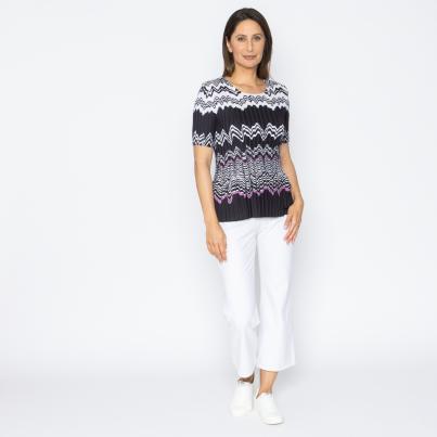 Jeannie Damen-Plissee Shirt Zickzack