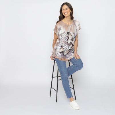 FASHION NEWS Damen-Shirt Butterfly beige