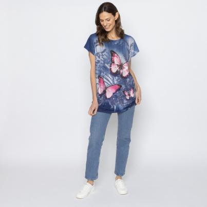 FASHION NEWS Damen-Shirt Butterfly blau
