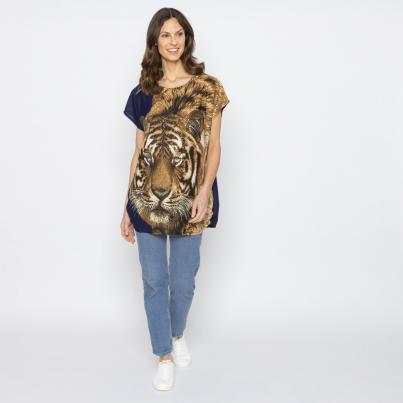 FASHION NEWS Damen-Shirt Tigerkopf navy