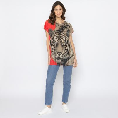 FASHION NEWS Damen-Shirt Tigerkopf Coral
