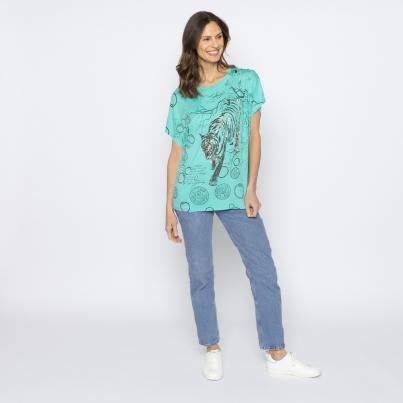 FASHION NEWS Damen-Shirt Tiger türkis
