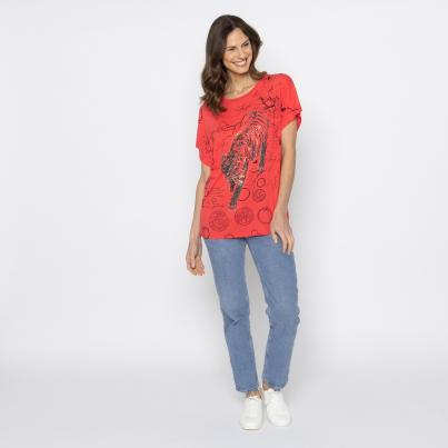 FASHION NEWS Damen-Shirt Tiger rot