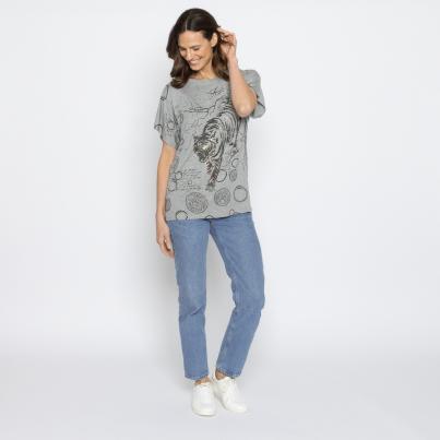 FASHION NEWS Damen-Shirt Tiger grau