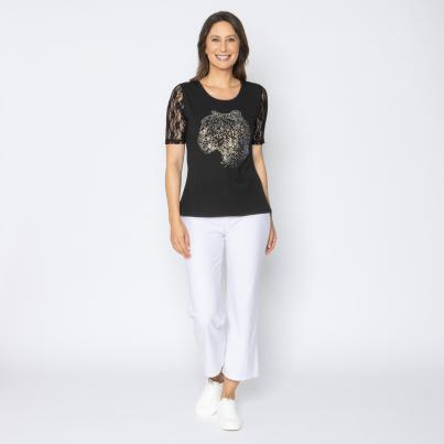 BRILLIANTSHIRTS Damen-Shirt Strass Leopard