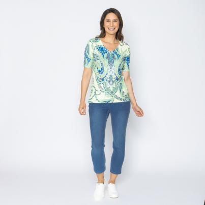 BRILLIANTSHIRTS Damen-Shirt Paisley grün