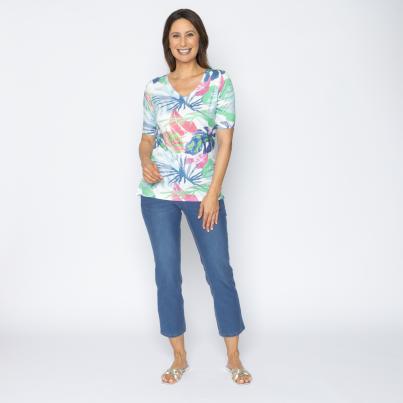 BRILLIANTSHIRTS Damen-Shirt Palmenblätter
