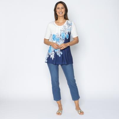 BRILLIANTSHIRTS Damen-Longshirt assym. Blum