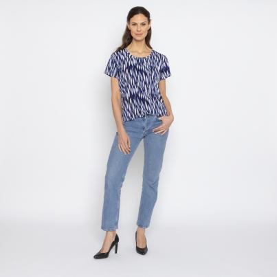 FASHION NEWS Damen-Shirt Blätter blau/multicolor