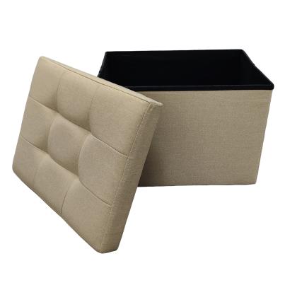Sitzhocker Leinenoptik faltbar, beige