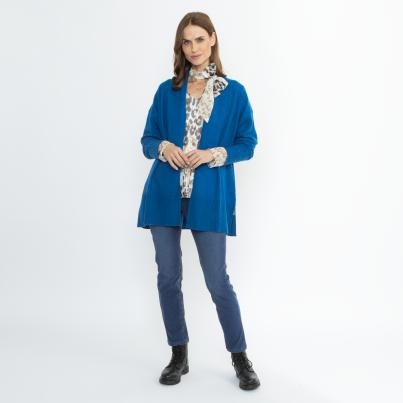 100% KASCHMIR Jacke Schalkragen blau