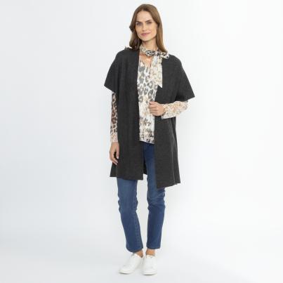 100% KASCHMIR Jacke Poncho-Style anthrazit melange