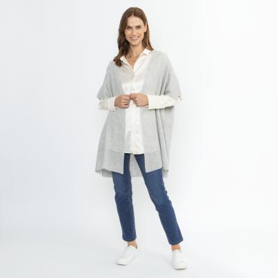 100% KASCHMIR Jacke Poncho-Style hellgrau melange