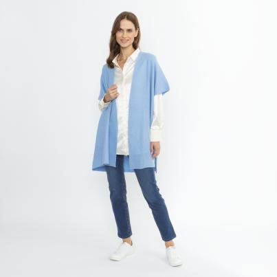 100% KASCHMIR Jacke Poncho-Style hellblau