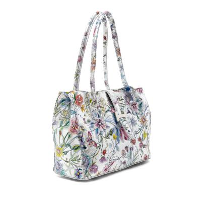 Luca Lorenzo Schultertasche Blumenmuster, metallic