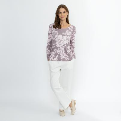 CHRISTIAN MATERNE Damen-Pullover berry/offwhite