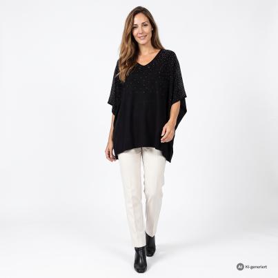 KERNIG by Sarah Kern Strickponcho Strass schwarz