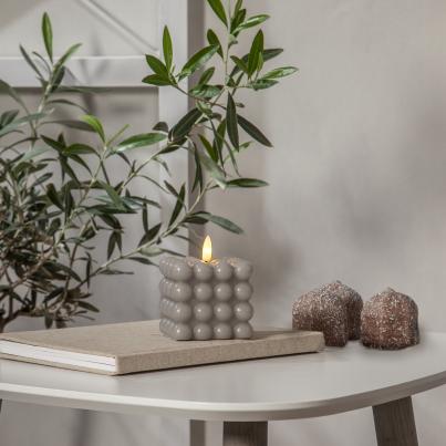 Bubble-Echtwachskerzen mit LED 2er Set