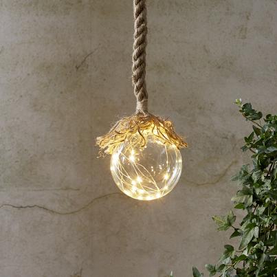 LED-Leuchtkugel mit Juteseil 10cm