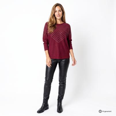 Kernig by Sarah Kern Pullover Nieten burgundy