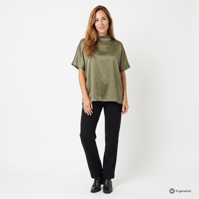 TRENDS by J. Leibfried Satinbluse mit Kragen oliv