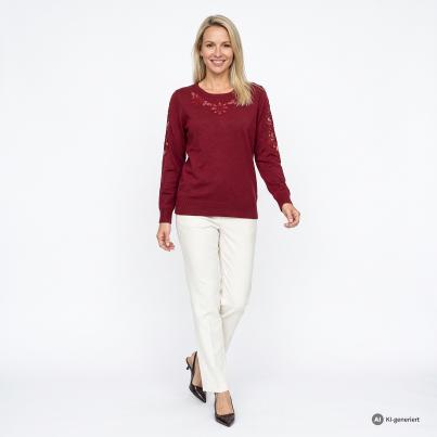 CHRISTIAN MATERNE Damen-Pullover Spitze dunkelrot