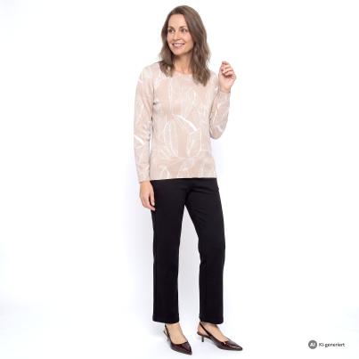 CHRISTIAN MATERNE Damen-Pullover beige/weiß