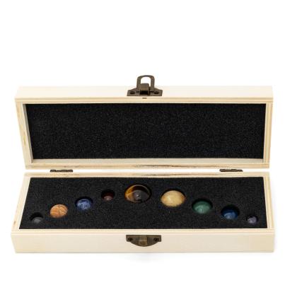 9 Planetenkugeln Edelsteine Holzbox