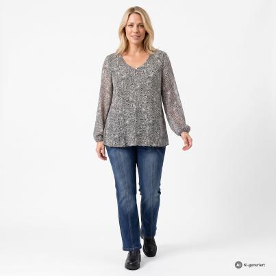 sophistical Women Plisseebluse schwarz/hellgrau
