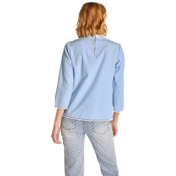 linea TESINI Damen Bluse mit Spitze hellblau/weiß 46 - 105205700006 - 2 - 588px