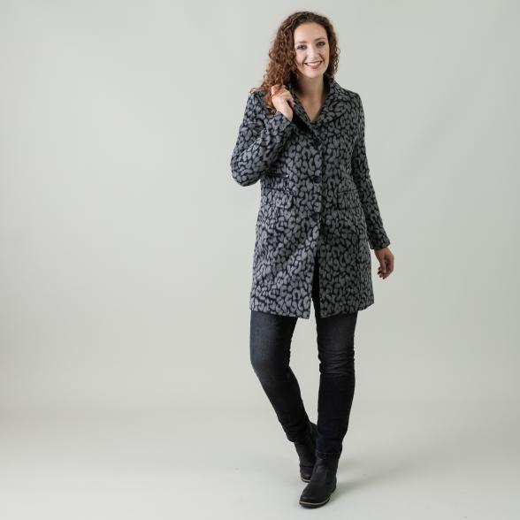 Z-ONE Damen Mantel mit Leodruck, grau/schwarz - 105534500000 - 2 - 588px