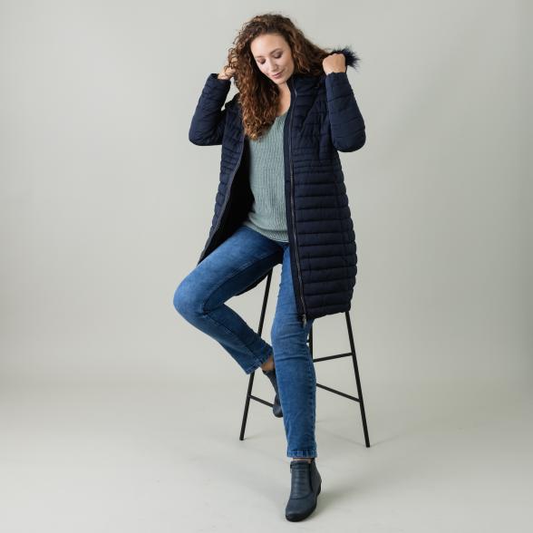 Z-ONE Damen Steppmantel mit Kapuze, marine - 105535200000 - 2 - 588px