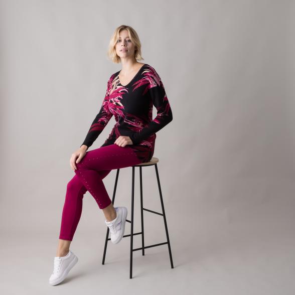 MILANO Design Longpullover 'Liscia' schwarz/beere - 105544400000 - 2 - 588px
