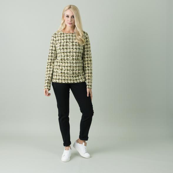 GINA LAURA Damen Sweatshirt, Hahnentritt gelb - 106296000000 - 2 - 588px