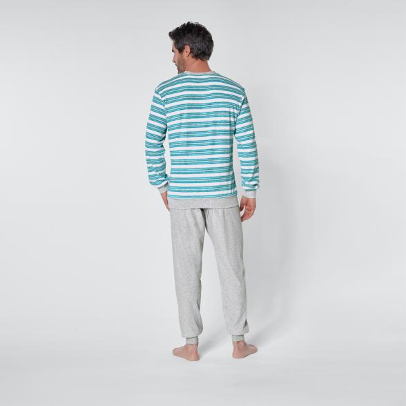 wäschepur 2er Set Herren Schlafanzug grau/türkis - 107469600000 - 2 - 588px