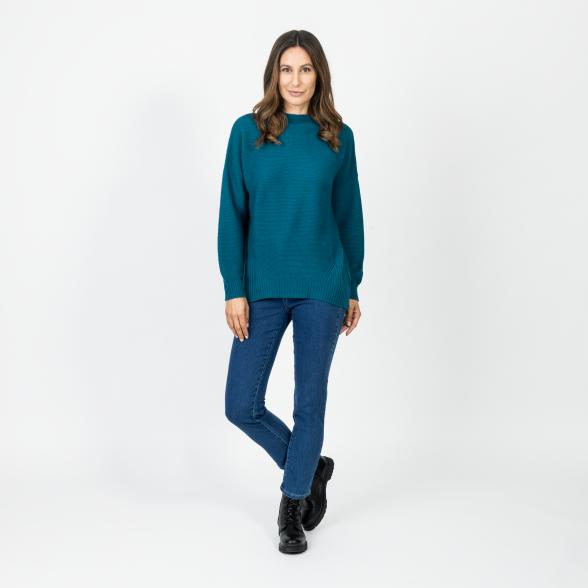 100% KASCHMIR Damen-Pullover, Stehkragen petrol - 109224900000 - 2 - 588px