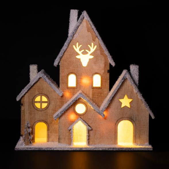 LED-Weihnachtshaus für Batteriebetrieb mit Timer - 109240600000 - 2 - 588px