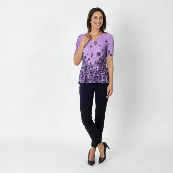 Jeannie Damen-Plissee-Shirt lila/schwarz - 112338400000 - 2 - 588px