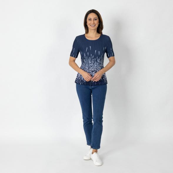 Jeannie Damen-Plissee-Shirt marine/weiß - 112338800000 - 2 - 588px