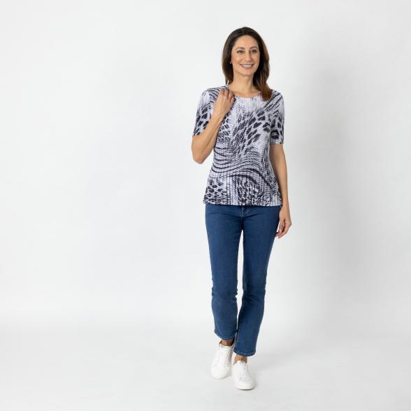 Jeannie Damen-Plissee-Shirt schwarz/weiß - 112338900000 - 2 - 588px