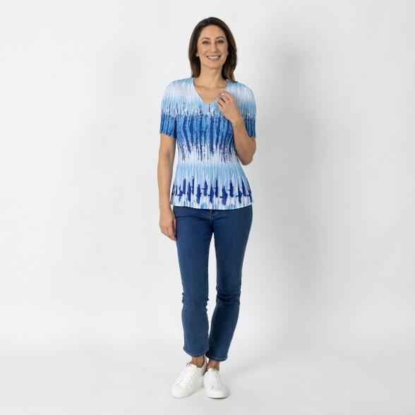 Jeannie Damen-Plissee-Shirt blau-gemustert - 112341100000 - 2 - 588px