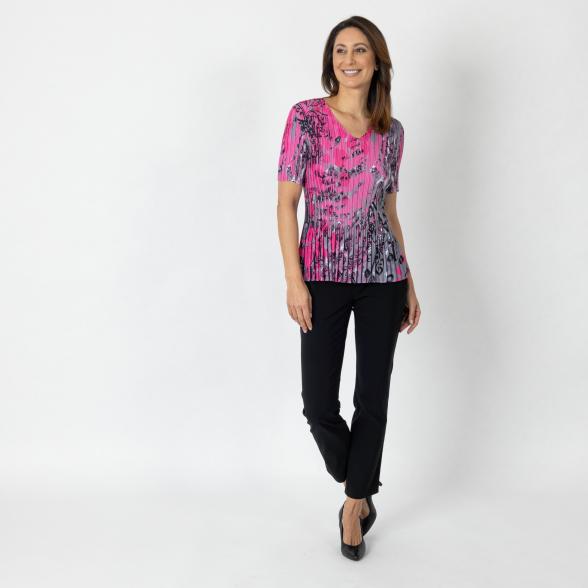 Jeannie Damen-Plissee-Shirt grau/pink/schwarz - 112341300000 - 2 - 588px