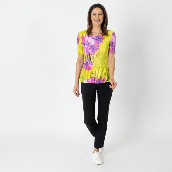 Jeannie Damen-Plissee-Shirt gelb/multicolor - 112342300000 - 2 - 588px