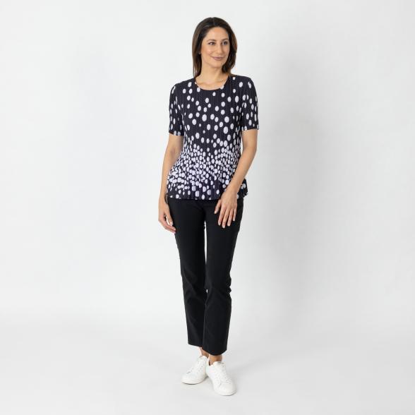 Jeannie Damen-Plissee-Shirt schwarz/weiß - 112342800000 - 2 - 588px