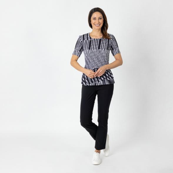 Jeannie Damen-Plissee-Shirt schwarz/weiß - 112342900000 - 2 - 588px