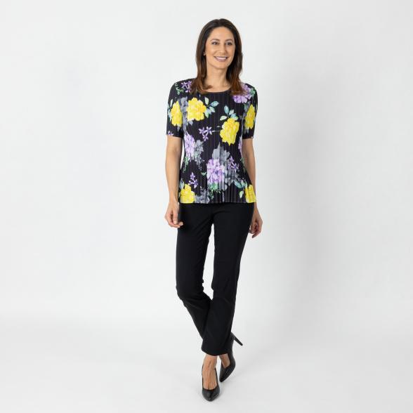 Jeannie Damen-Plissee-Shirt schwarz/multicolor - 112343000000 - 2 - 588px