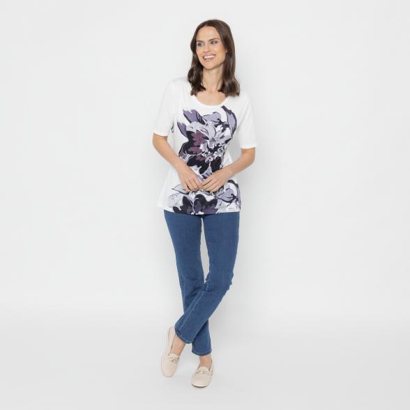 BRILLIANTSHIRTS Damen-Shirt offwhite/schwarz/lila 36/38 - 112832300001 - 2 - 588px